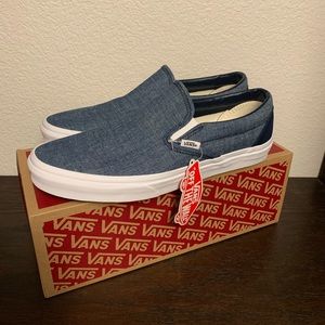 Blue Dress Vans Slip On Mens